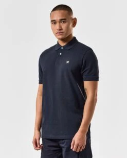 Weekend Offender Caneiros Polo Shirt Navy -Warm Knit Wear Sales POSS2401 CANEIROS NAVY 3858 MODEL