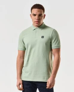 Weekend Offender Caneiros Polo Shirt Pale Moss Green -Warm Knit Wear Sales POSS2401 CANEIROS PALE MOSS 5005 MODEL