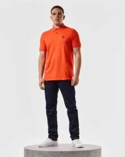 Weekend Offender Caneiros Polo Shirt Pure Orange -Warm Knit Wear Sales POSS2401 CANEIROS PURE ORANGE 5039 MODEL