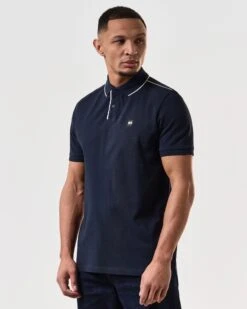 Weekend Offender Astola Polo Shirt Navy -Warm Knit Wear Sales POSS2402 ASTOLA NAVY 7226