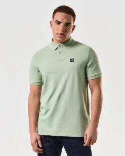 Weekend Offender Astola Polo Shirt Pale Moss Green -Warm Knit Wear Sales POSS2402 ASTOLA PALE MOSS 5014 MODEL