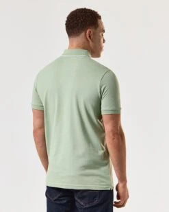 Weekend Offender Astola Polo Shirt Pale Moss Green -Warm Knit Wear Sales POSS2402 ASTOLA PALE MOSS 5019 MODEL