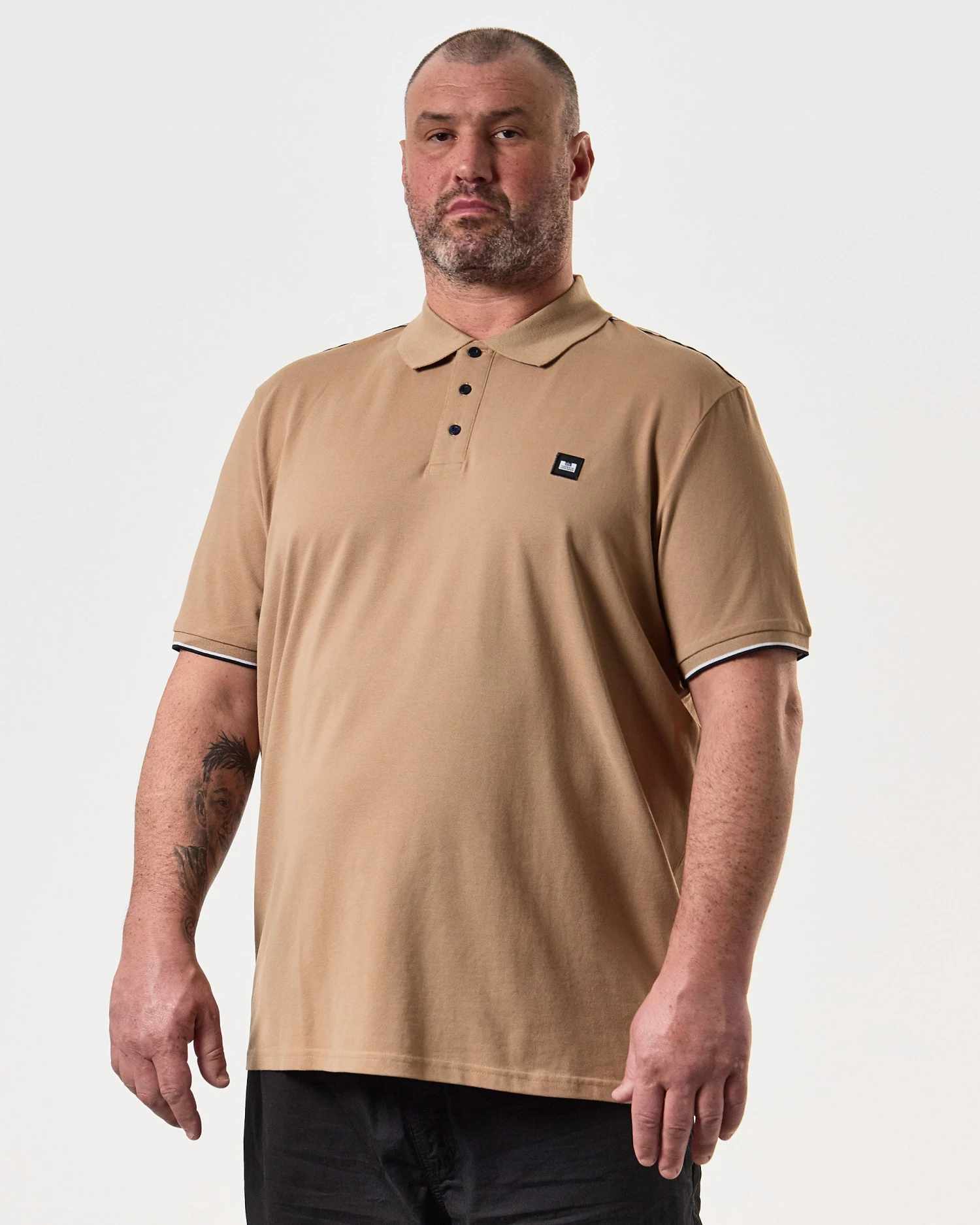 Weekend Offender Sakai Polo Shirt Cognac Brown - Plus Size 3 Weekend Offender Sakai Polo Shirt Cognac Brown - Plus Size - Image 3