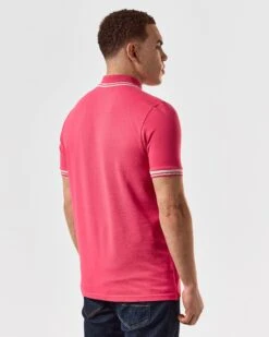 Weekend Offender Levanto Polo Shirt Anthurium Pink/Alabaster -Warm Knit Wear Sales POSS2408 LEVANTO ANTHURIUM 5092 MODEL