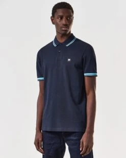 Weekend Offender Levanto Polo Shirt Navy/Saltwater Blue -Warm Knit Wear Sales POSS2408 LEVANTO NAVY 6801