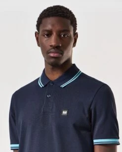 Weekend Offender Levanto Polo Shirt Navy/Saltwater Blue -Warm Knit Wear Sales POSS2408 LEVANTO NAVY 6802