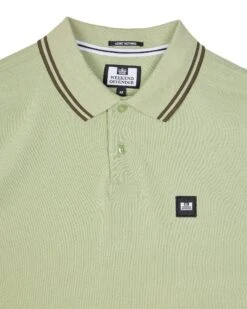 Weekend Offender Levanto Polo Shirt Pale Moss Green/Castle Green -Warm Knit Wear Sales POSS2408 LEVANTO PALE MOSS 10679