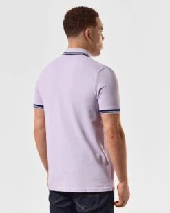 Weekend Offender Levanto Polo Shirt Periwinkle/Bright Navy -Warm Knit Wear Sales POSS2408 LEVANTO PERIWINKLE 5099 MODEL