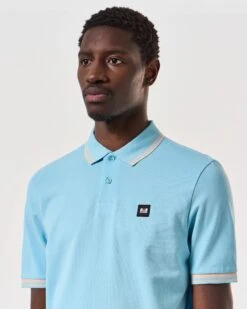 Weekend Offender Levanto Polo Shirt Saltwater Blue/Alabaster -Warm Knit Wear Sales POSS2408 LEVANTO SALTWATER 6809