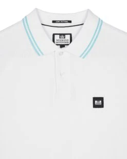 Weekend Offender Levanto Polo Shirt White/Saltwater Blue -Warm Knit Wear Sales POSS2408 LEVANTO WHITE 10863