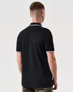 Weekend Offender Shore Polo Shirt Black -Warm Knit Wear Sales POSS2410 SHORE BLACK 6377 MODEL