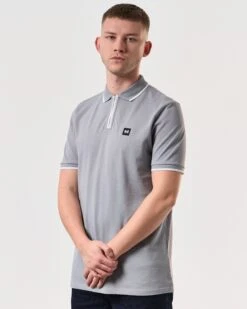 Weekend Offender Shore Polo Shirt Smokey Grey -Warm Knit Wear Sales POSS2410 SHORE SMOKEY 6148 MODEL