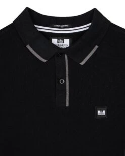 Weekend Offender Rivas Polo Shirt Black/Smokey Grey -Warm Knit Wear Sales POSS2411 RIVAS BLACK 7823