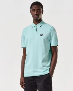 Weekend Offender Rivas Polo Shirt Celeste Green/Navy -Warm Knit Wear Sales POSS2411 RIVAS CELESTE 6772