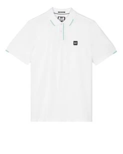 Weekend Offender Rivas Polo Shirt White/Celeste Blue