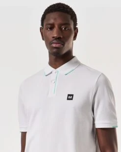 Weekend Offender Rivas Polo Shirt White/Celeste Blue 10 Weekend Offender Rivas Polo Shirt White/Celeste Blue -Warm Knit Wear Sales POSS2411 RIVAS WHITE 6767