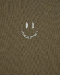 Weekend Offender Smile Graphic T-Shirt Dark Green -Warm Knit Wear Sales PTAW2314 SMILE DARK GREEN 6542