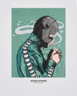 Weekend Offender Fumo Graphic T-Shirt White -Warm Knit Wear Sales PTSS2409 FUMO WHITE 3459