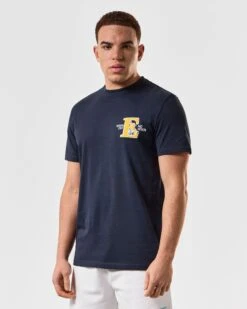Weekend Offender Ryder Graphic T-Shirt Navy -Warm Knit Wear Sales PTSS2412 RYDER NAVY 4855 MODEL