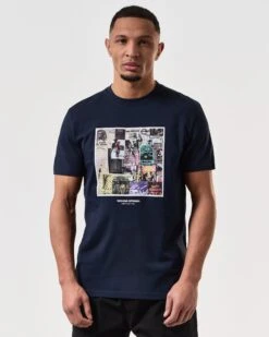 Weekend Offender Posters Graphic T-Shirt Navy -Warm Knit Wear Sales PTSS2423 POSTERS NAVY 7604