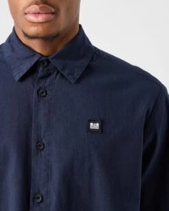 Weekend Offender Barboza Poplin Shirt Navy -Warm Knit Wear Sales SHSS2304 BARBOZA NAVY 3539WO