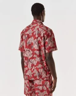 Weekend Offender Monuriki Shirt Blaze Red Rain Camo -Warm Knit Wear Sales SHSS2404 MONURIKI CAMO BLAZE RAIN 6895