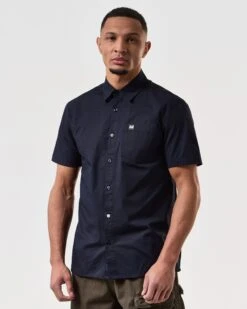 Weekend Offender Borak Short Sleeve Shirt Navy -Warm Knit Wear Sales SHSS2405 BORAK NAVY 7489