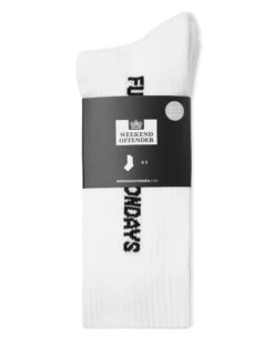 Weekend Offender FO Mondays Sports Socks White Pack Of 3 -Warm Knit Wear Sales SOCKS PACK OF 3 FO MONDAYS WHITE