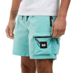 Weekend Offender Sunrise Hills Ripstop Shorts Aqua -Warm Knit Wear Sales SS22 STSS22 11 SUNRISE HILLS AQUA MODEL 2