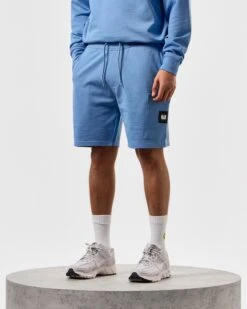Weekend Offender Hawkins Jogger Shorts Coastal Blue -Warm Knit Wear Sales STSS2401 HAWKINS COASTAL 4381 MODEL