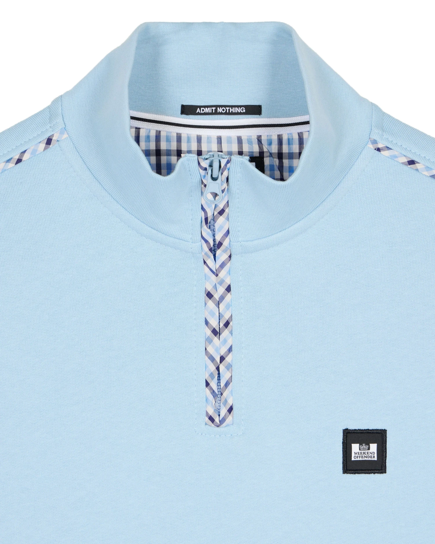 Weekend Offender Matisa Quarter Zip Sweatshirt Winter Sky/Blue House Check 5 Weekend Offender Matisa Quarter Zip Sweatshirt Winter Sky/Blue House Check - Image 5
