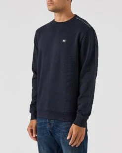 Weekend Offender Vega Sweatshirt Navy/Blue House Check -Warm Knit Wear Sales SWAW2312 VEGA NAVY BLUE CHECK 0034