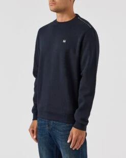 Weekend Offender Vega Sweatshirt Navy/House Check -Warm Knit Wear Sales SWAW2312 VEGA NAVY HOUSE CHECK 0031