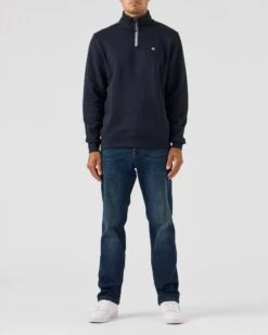 Weekend Offender Matisa Quarter Zip Sweatshirt Navy/Blue House Check -Warm Knit Wear Sales SWAW2313 MATISA NAVY BLUE CHECK 0024