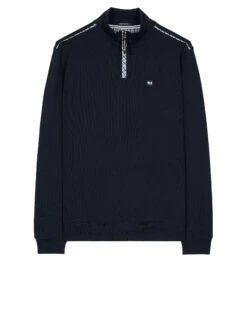 Weekend Offender Matisa Quarter Zip Sweatshirt Navy/Blue House Check