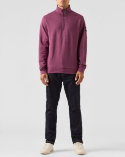 Weekend Offender Kraviz Quarter Zip Sweatshirt Deep Plum -Warm Knit Wear Sales SWAW2314 KRAVIS DEEP PLUM 0378