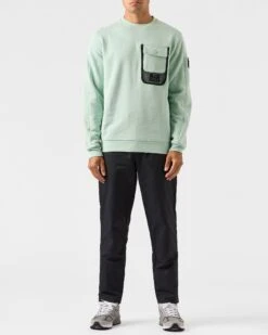 Weekend Offender Adiel Mesh Pocket Sweatshirt Mint Tea Green -Warm Knit Wear Sales SWAW2316 ADIEL MINT TEA 0672 MODEL