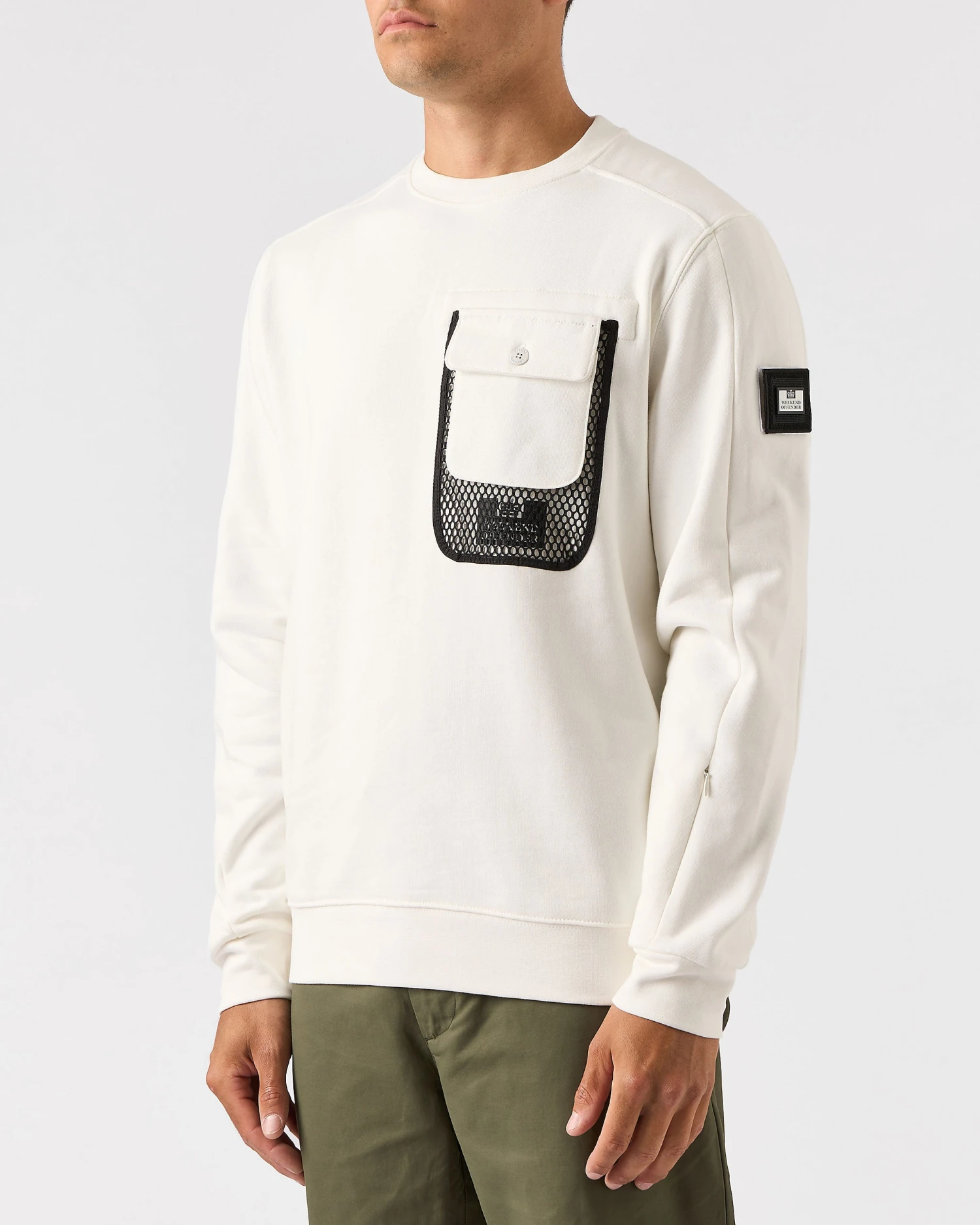 Weekend Offender Adiel Mesh Pocket Sweatshirt Winter White 2 Weekend Offender Adiel Mesh Pocket Sweatshirt Winter White - Image 2