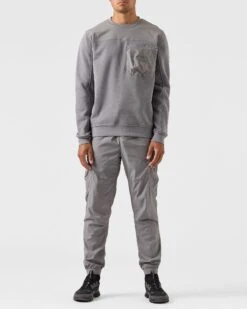 Weekend Offender Avery Sweatshirt Light Grey -Warm Knit Wear Sales SWAW2317 AVERY LIGHT GREY 0302 MODEL