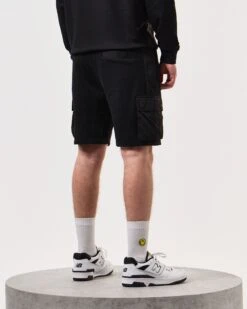 Weekend Offender Pink Sands Jogger Shorts Black -Warm Knit Wear Sales SWSS2401 FBOMB BLACK 6450 MODEL