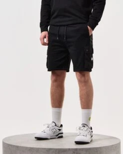 Weekend Offender Pink Sands Jogger Shorts Black -Warm Knit Wear Sales SWSS2401 FBOMB BLACK 6451 MODEL