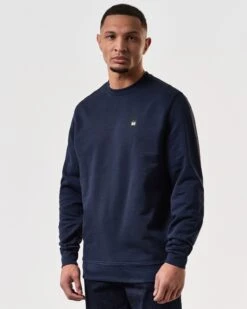 Weekend Offender Ferrer Sweatshirt Navy -Warm Knit Wear Sales SWSS2402 FERRER NAVY 7549