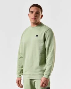 Weekend Offender Ferrer Sweatshirt Pale Moss Green -Warm Knit Wear Sales SWSS2402 FERRER PALE MOSS 5399 MODEL
