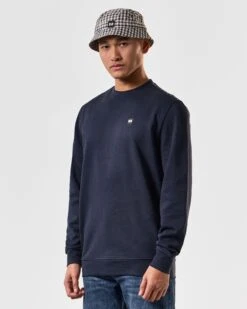 Weekend Offender Vega Sweatshirt Navy -Warm Knit Wear Sales SWSS2404 VEGA NAVY 4445 MODEL