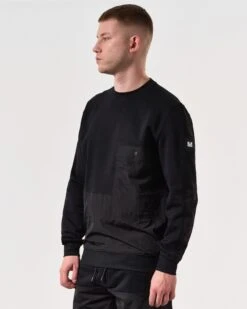 Weekend Offender Sirenko Pocket Sweatshirt Black -Warm Knit Wear Sales SWSS2410 SIRENKO BLACK 6429 MODEL