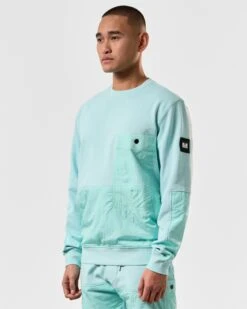 Weekend Offender Sirenko Pocket Sweatshirt Celeste Green -Warm Knit Wear Sales SWSS2410 SIRENKO CELESTE 4176 MODEL
