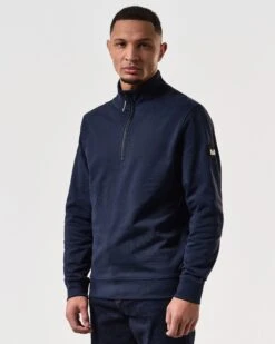Weekend Offender Kraviz Quarter Zip Sweatshirt Navy -Warm Knit Wear Sales SWSS2411 KRAVIZ NAVY 7544