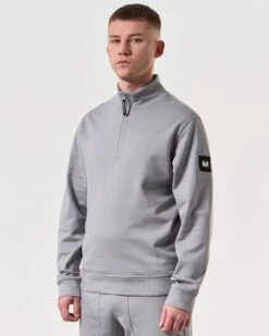 Weekend Offender Kraviz Quarter Zip Sweatshirt Smokey Grey -Warm Knit Wear Sales SWSS2411 KRAVIZ SMOKEY 6004 MODEL