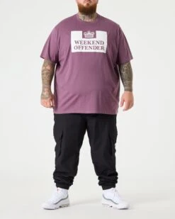Weekend Offender Prison Classic T-Shirt Dark Grape - Plus Size -Warm Knit Wear Sales TSAW22 04 PRISON TEE PLUS DARK GRAPE 2444 MODEL
