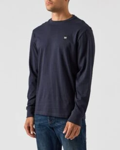 Weekend Offender Mahoney Long Sleeve T-Shirt Navy -Warm Knit Wear Sales TSAW2308 MAHONEY NAVY 0351 MODEL